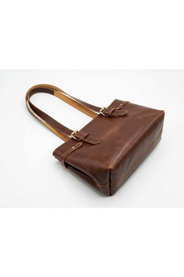 Genuine Leather, Handmade, Zippered Organizer, Tote Women's Shoulder Bag