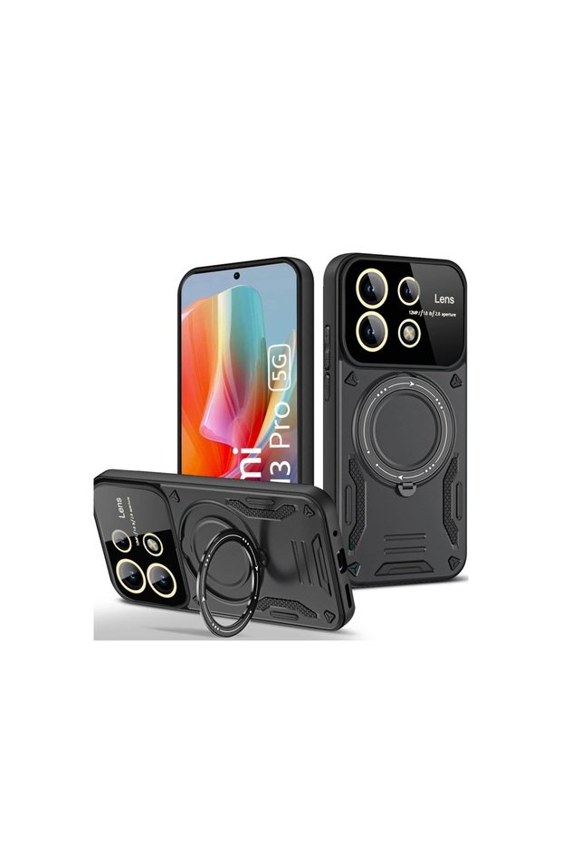 Xiaomi Redmi Note 13 Pro 5g Case Joy Lens Cover with Stand - Black