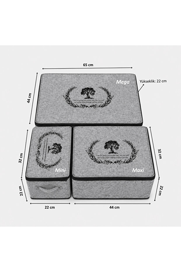 Underbed Felt Chest Set of 3 (Mini, Maxi, Mega)