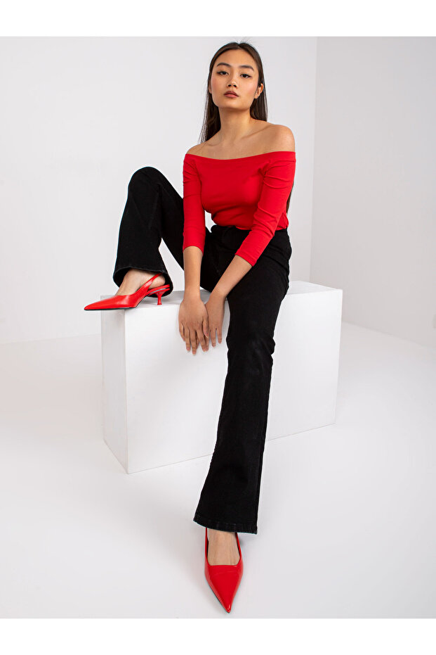 Bluza Dama Maneca 3/4, Pe umeri, BASIC FEEL GOOD, Rosu Casual Model RV-BZ-4692.56 - 6