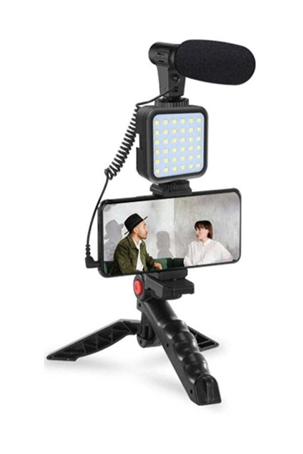smartphone Vlogging Kit for Starter Video Recording, with Fill Light, Microphone, Tripod, Phone Clip