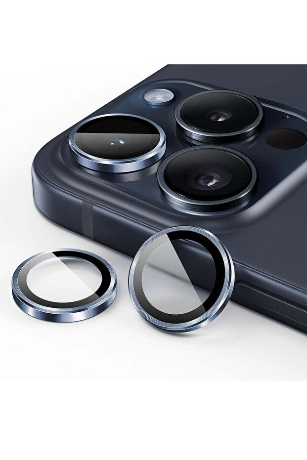 Camera Lens Protector for iPhone 15 Pro/Pro Max, 9H Tempered Glass Metal Ring Cover, HD Clear, 3-Pack
