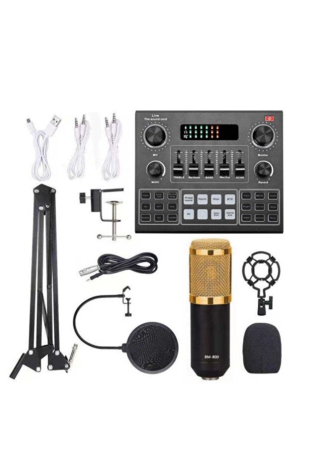 Elite V9 Sound Card & BM800 Pro Microphone Bundle for Advanced Broadcasting