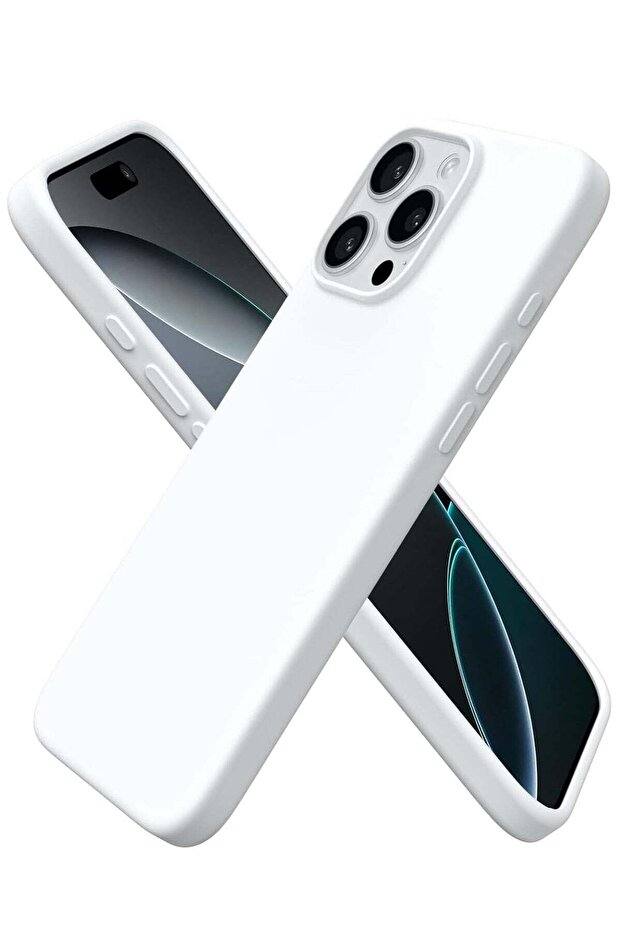 Soft Liquid Silicone Gel Case for iPhone 16 Pro Max - Full Body Shockproof Protection with Matte Finish & Soft Microfiber Lining (White)