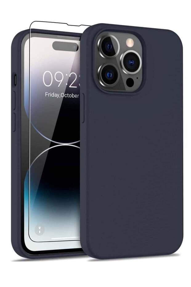 iPhone 14 Pro Max Case with Screen Protector Soft Flexible Silicone Gel Rubber Bumper Cover