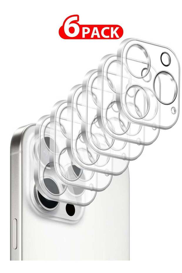 6-Pack iPhone 16 Pro Max Camera Lens Protector - Ultra HD Tempered Glass, 9H Hardness