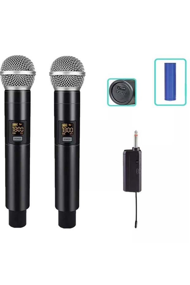 Dual Wireless UHF Handheld Microphone System – Portable Dynamic Mics with Receiver for Karaoke, Singing, Parties