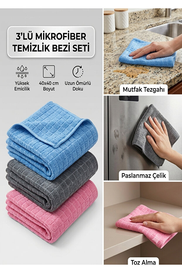 Microfiber 3-Pack Cleaning Cloth
