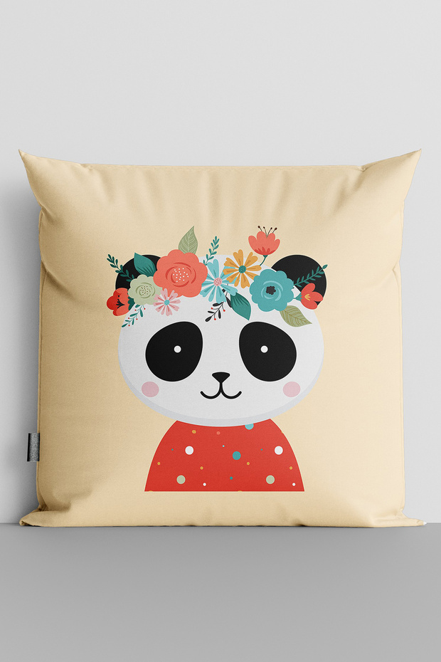 Cute Panda Double Sided Digital Printed Children's Room Throw Pillow Cover - 3071