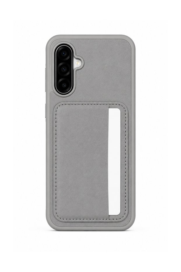 Cardx Samsung A17 Compatible Vegan Leather Card Holder Camera Protected Case Gray