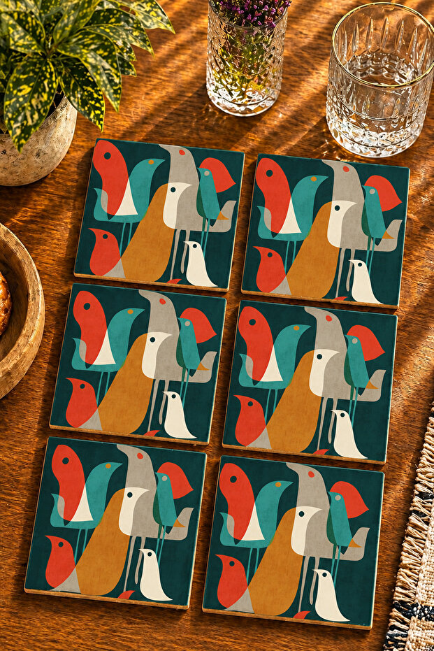 Abstract - Bohemian Modern Set of 6 Coasters - Uv Printing Mdf - 10X10 cm