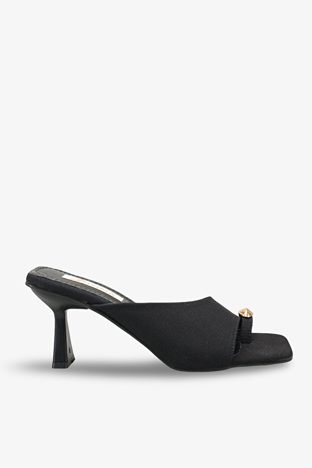 Nolsa Women's Heeled Slippers - Black Nubuck