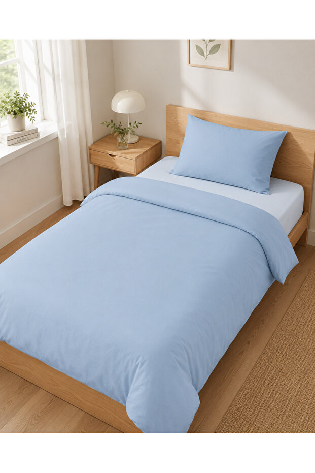 Single Duvet Cover Set 100% Cotton Plain Blue Mint Green Duvet Cover Set with Sheets and Pillowcases