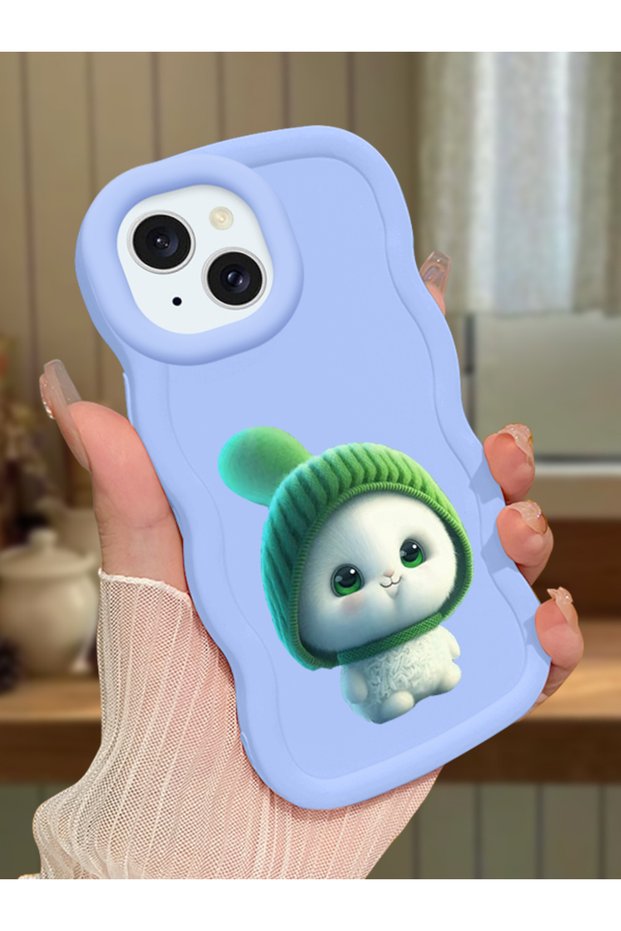 iPhone 14 Compatible Case Camera Protector Blue Silicone Couple Phone Case Cute Pattern