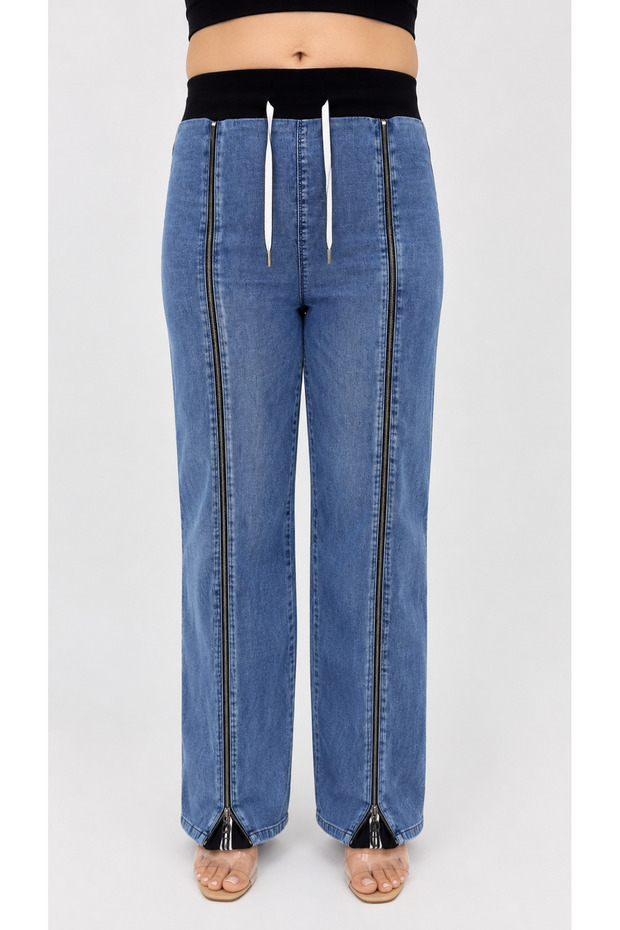 Plus Size Special Design Series Stoned Wide Leg Zippered Summer Women's Trousers