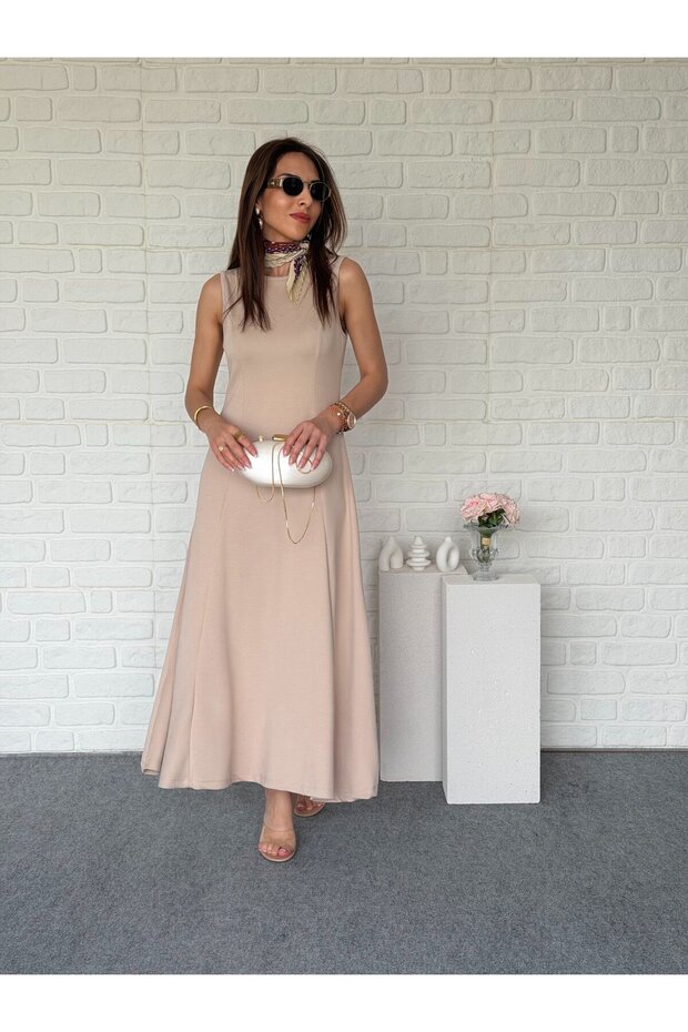 A-Line Sleeveless Midi Modal Dress