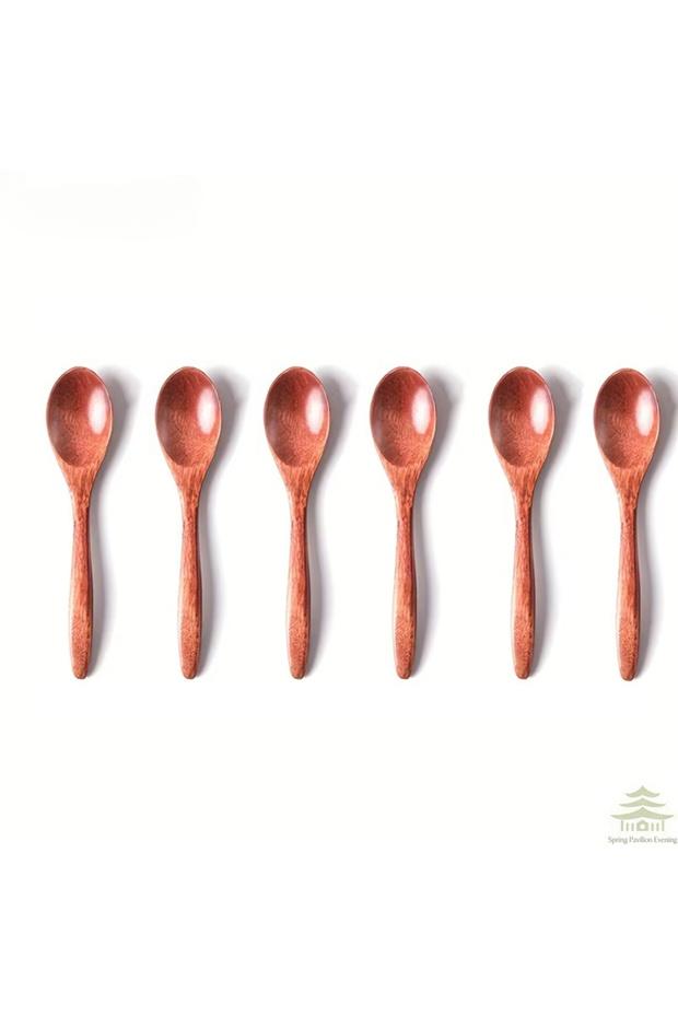 6PCS 6PCS Wooden Tea Spoon Long Coffee Spoons Small Teaspoon Set Wood Honey Dessert Spoon Coffee Dri