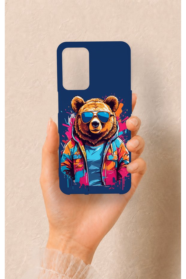 Oppo A16 Compatible Bear Patterned Silicone Case with Glasses