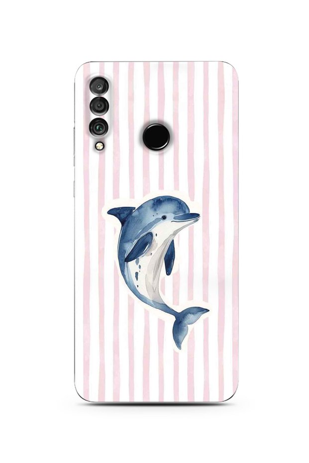 Huawei P30 Lite Compatible Pastel Dolphin Pattern Transparent Phone Case