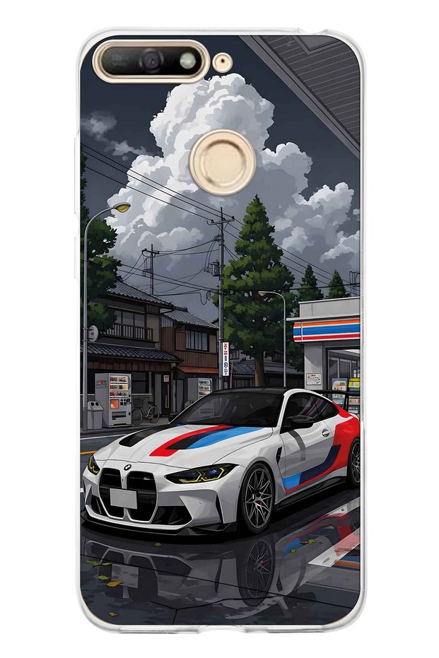 Huawei Y6 2018 Compatible Bmw Patterned Transparent Phone Case