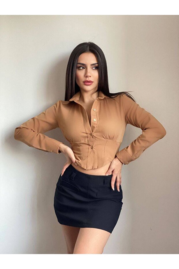 GÖMLEK BELİ LESTİKİ CROP GÖMLEK