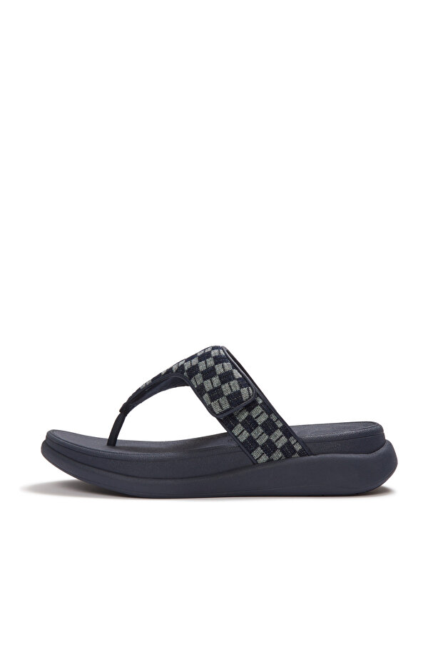 F Mode Go Checkerboard Denim Toe Post Sandals For Womens