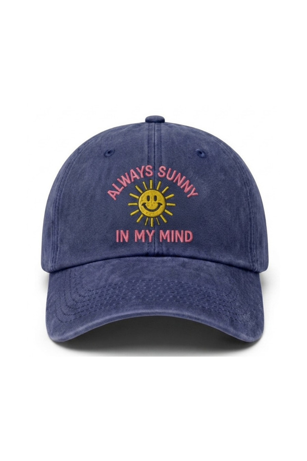 ''Always Sunny in My Mind'' Embroidered Washed Baseball Cap /''It's Always Sunny in My Mind'' Embroidered Washed Hat