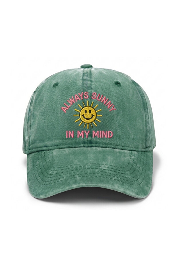 ''Always Sunny in My Mind'' Embroidered Washed Baseball Cap /''It's Always Sunny in My Mind'' Embroidered Washed Hat