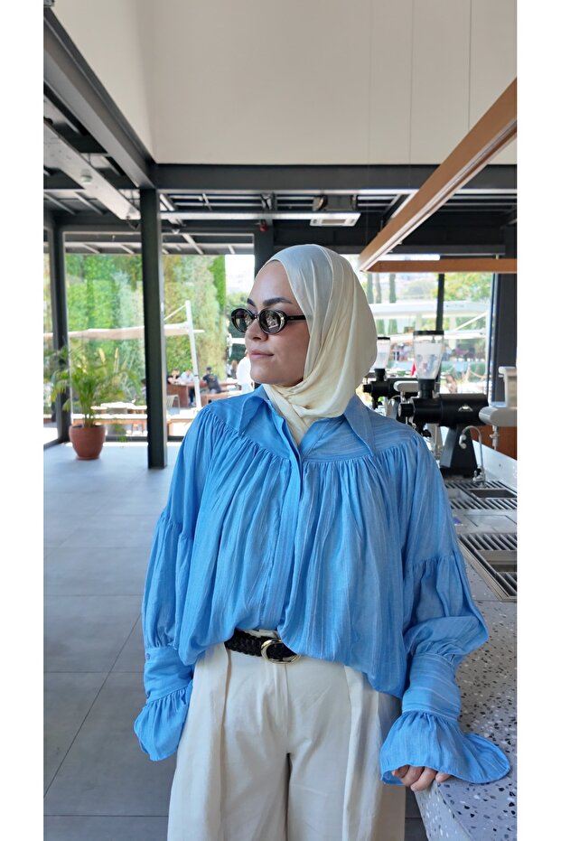 Women's Cotton Shirt with Drawstring Long Princess Shirt Code:Js26Prensesg