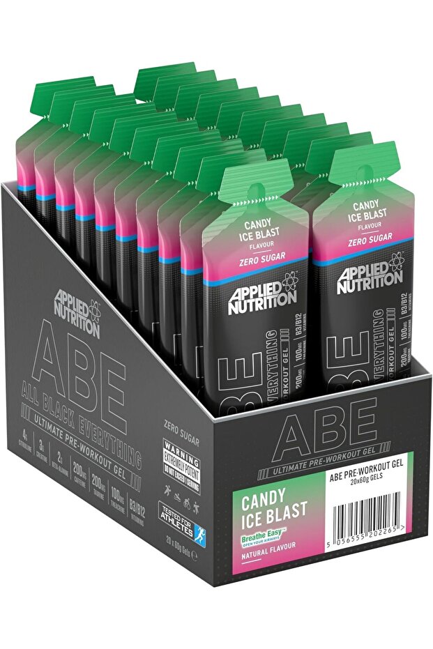 ABE Pre Workout Gel - Energy & Physical Performance (20 x 60ml Gels) Candy Ice Blast