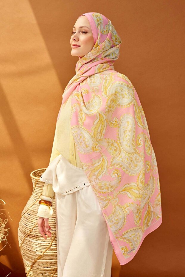 Riva Shawl Tencel Paisley Powder Pink