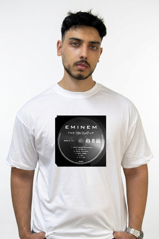 Eminem Slim Shady_18 Design Printed Oversize White T-Shirt