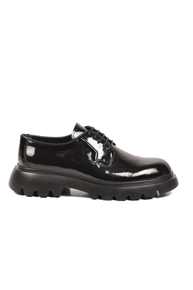 Black Patent Leather Genuine Leather Men's Casual Shoes