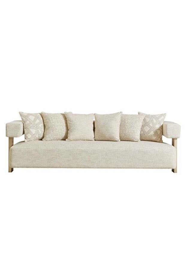 Corey 4 Seater Fabric Sofa - Light Brown