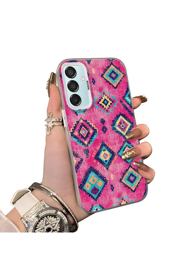 Samsung Galaxy M15 Compatible Hard Acrylic Back Silicone Edge Lens Protection Case