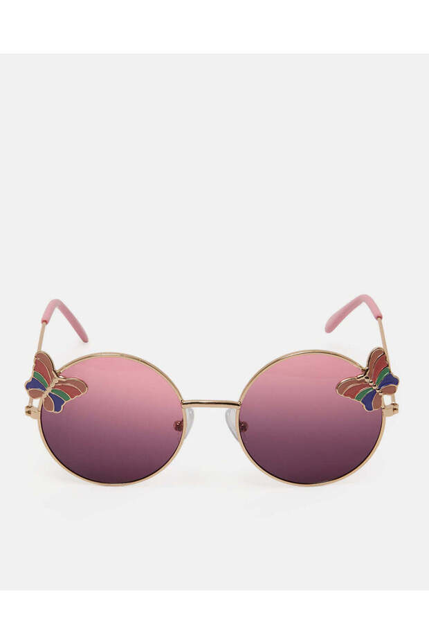 Girls Pink Round Sunglasses