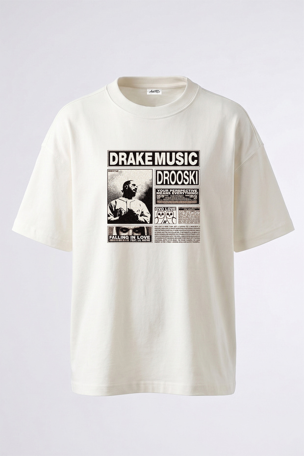 Drake Music Design Printed Unisex Oversize White Tshirt