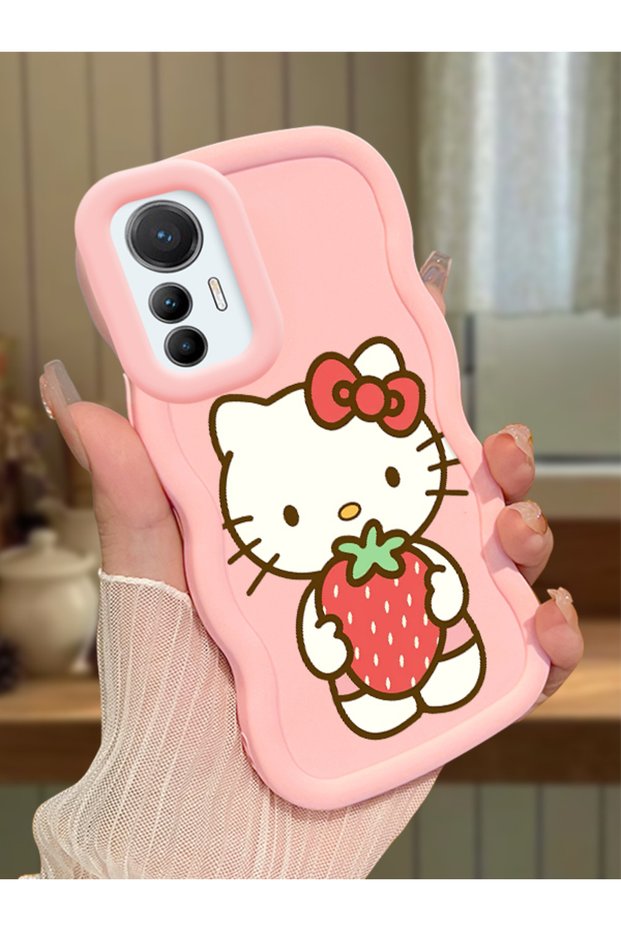 Mi 12 Lite Compatible Case Camera Protector Pink Silicone Couple Phone Case Kitty Pattern