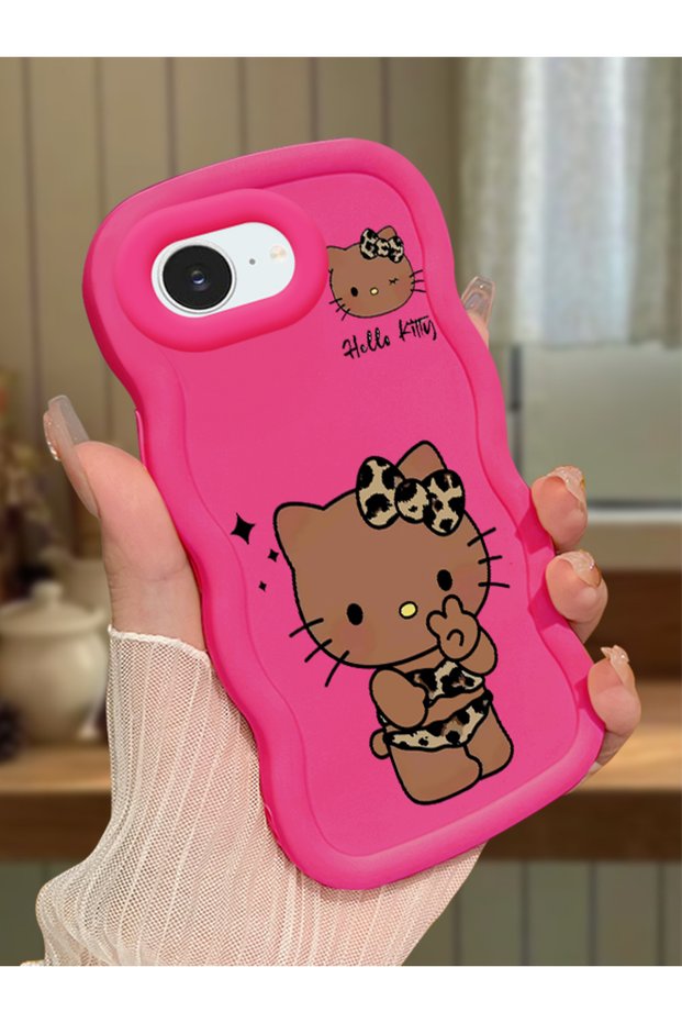 iPhone 16E Compatible Case Camera Protector Red Silicone Couple Phone Case Kitty Pattern