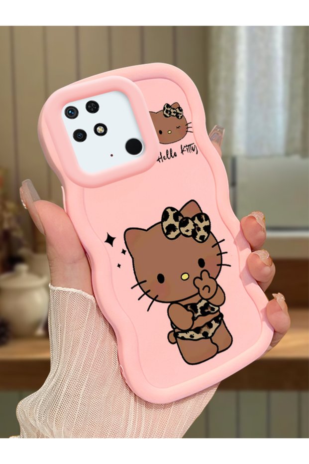 Redmi 10C Compatible Case Camera Protector Pink Silicone Couple Phone Case Kitty Pattern