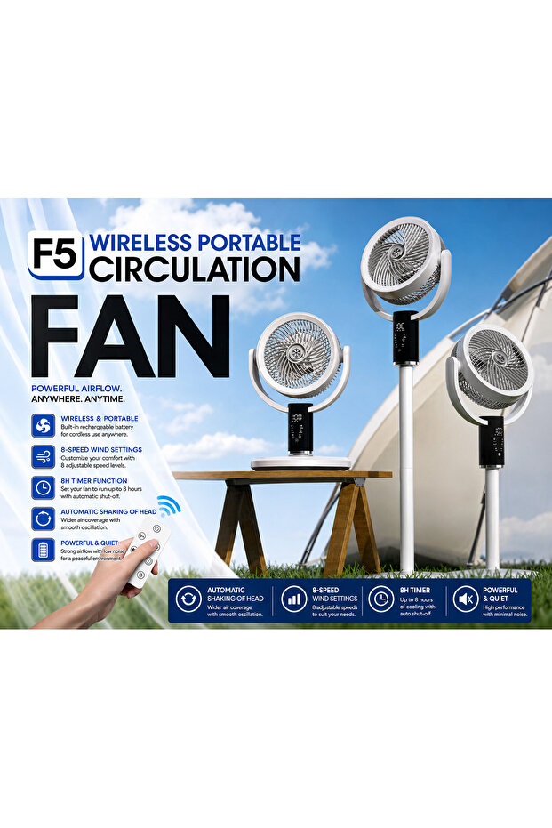 Wireless portable circulation fan