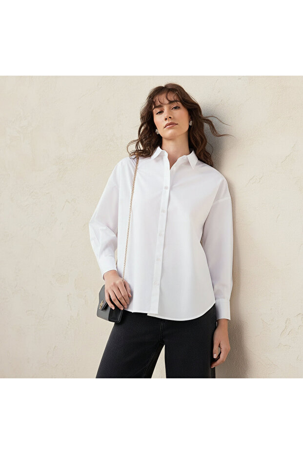 Poplin Cotton Shirt with Collar