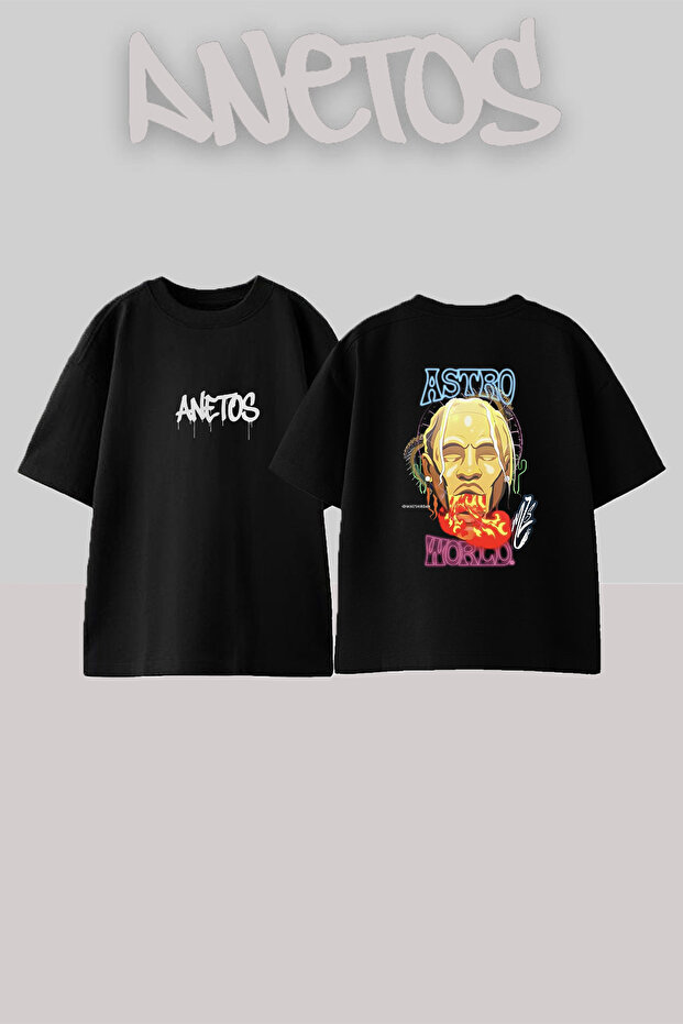 Astroworld Logo Design Printed Unisex Oversize Black Tshirt