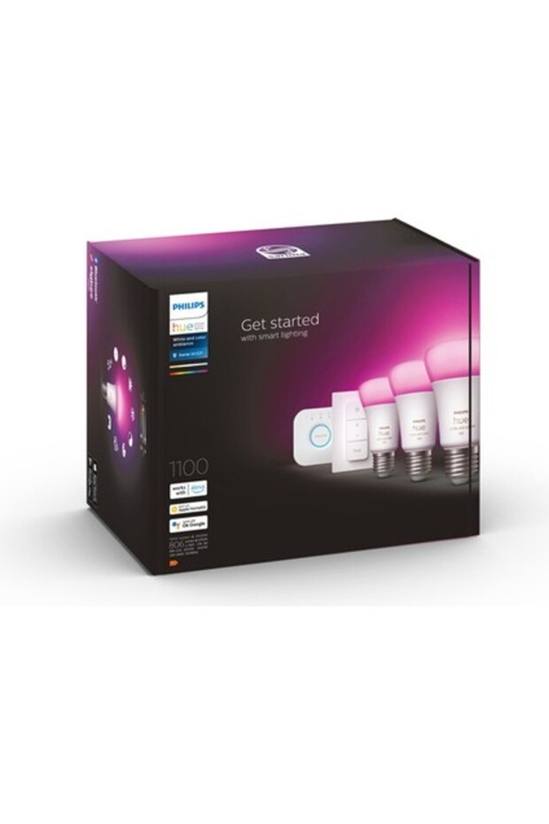 Huewca 9-75W E27 Color Smart Light Bulb 3-Piece Starter Set (with Remote Control)