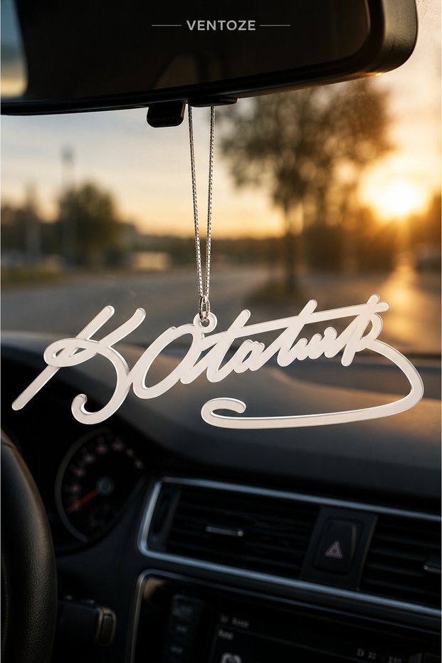 Ataturk Signed Plexiglass Car Rearview Mirror Ornament | Car Interior Decorative Accessory