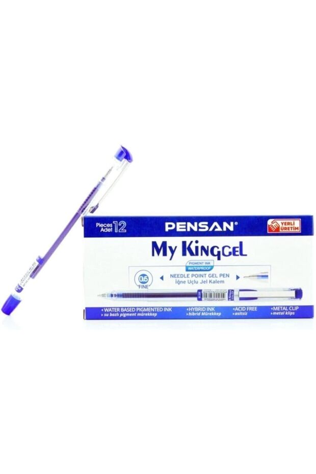 My King Gel Pen, 0.5 Mm, Blue, Metal Clip, 12 Pieces