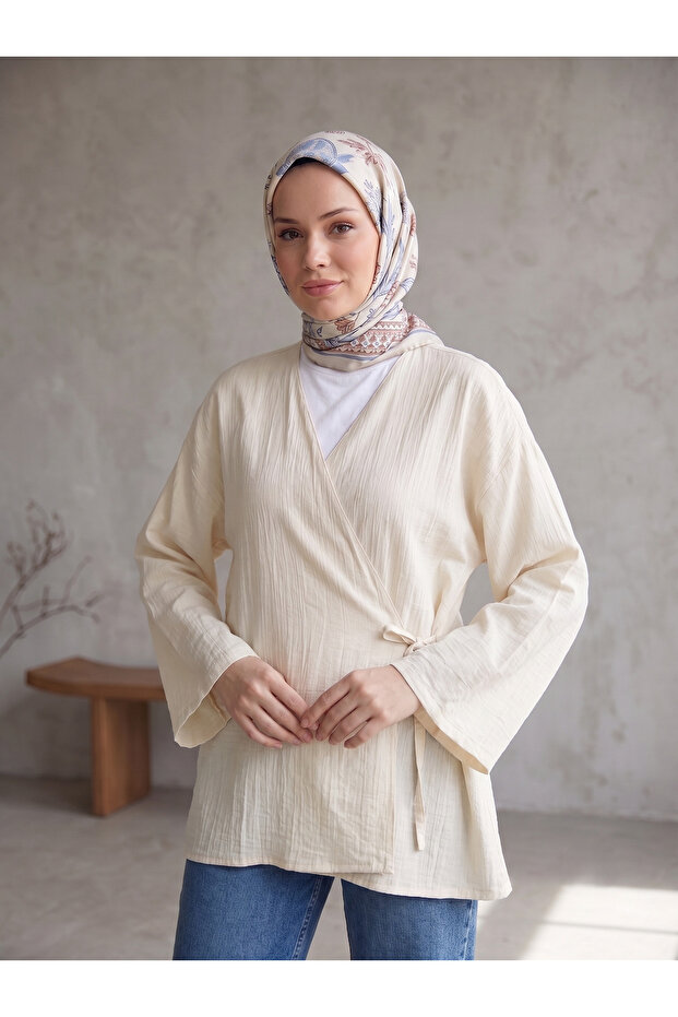Side-Tied Strawberry Tunic-Stone
