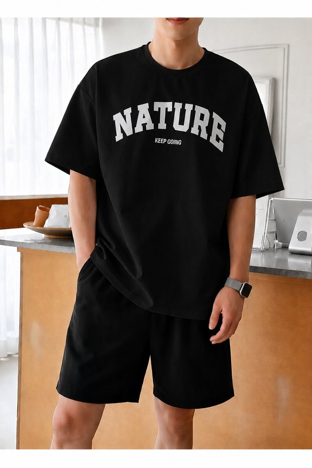 Unisex Nature Printed Shorts and T-Shirt Set