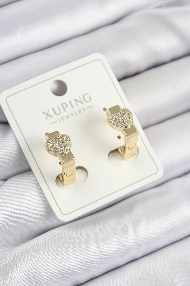 Xuping Zircon Stone Heart Model Gold Color Women's Earrings