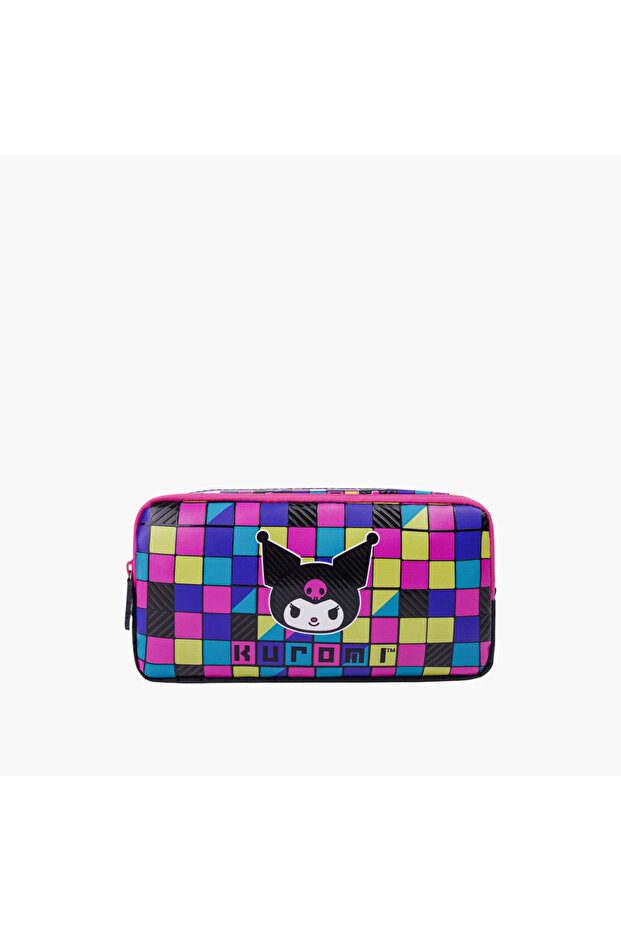 Kuromi Print 2-Compartment Pencil Pouch with Zip Closure